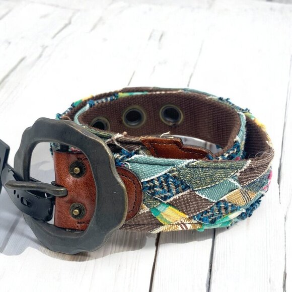 Levi's Big Boys Patchwork & Leather Belt Multicolor & Brown 4094-20 Size Small - Picture 2 of 9